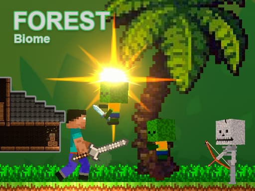 Noob vs Zombies - Forest biome gameplay
